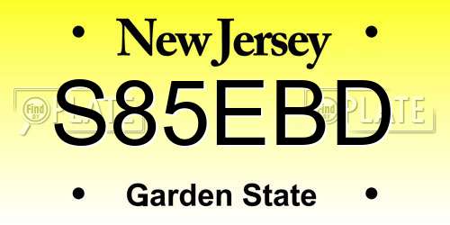 S85EBD New Jersey License Plate