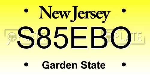 S85EBO New Jersey License Plate