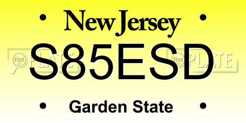 S85ESD New Jersey License Plate