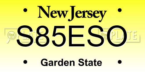 S85ESO New Jersey License Plate