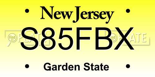 S85FBX New Jersey License Plate