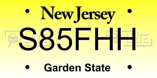 S85FHH New Jersey License Plate