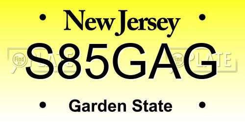 S85GAG New Jersey License Plate