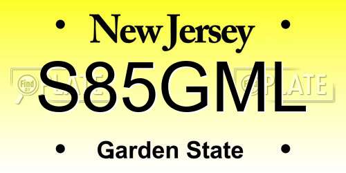 S85GML New Jersey License Plate