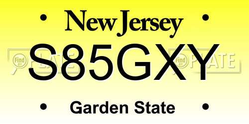 S85GXY New Jersey License Plate