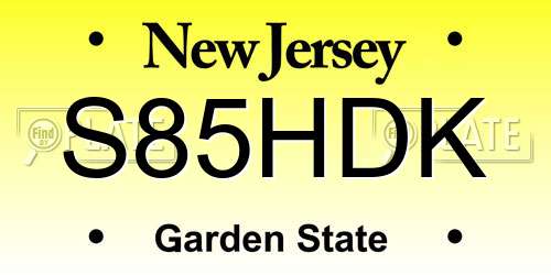 S85HDK New Jersey License Plate