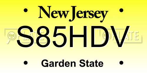S85HDV New Jersey License Plate