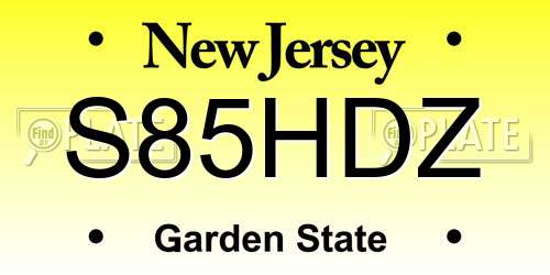 S85HDZ New Jersey License Plate
