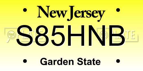 S85HNB New Jersey License Plate
