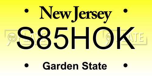 S85HOK New Jersey License Plate