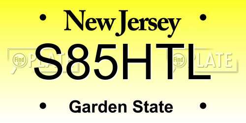 S85HTL New Jersey License Plate