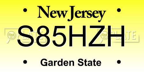 S85HZH New Jersey License Plate