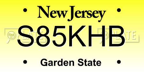 S85KHB New Jersey License Plate