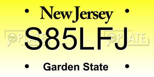 S85LFJ New Jersey License Plate