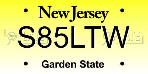 S85LTW New Jersey License Plate