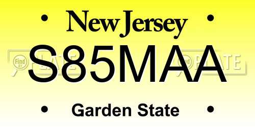 S85MAA New Jersey License Plate
