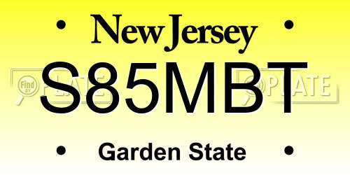 S85MBT New Jersey License Plate