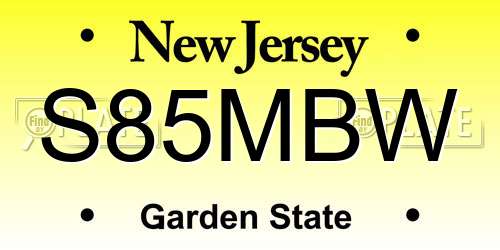 S85MBW New Jersey License Plate