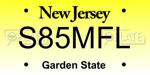 S85MFL New Jersey License Plate