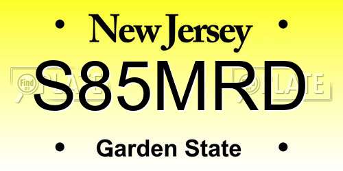 S85MRD New Jersey License Plate