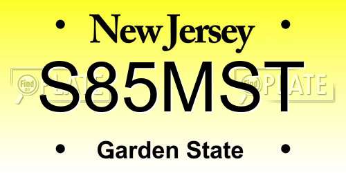 S85MST New Jersey License Plate