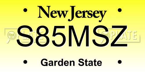 S85MSZ New Jersey License Plate