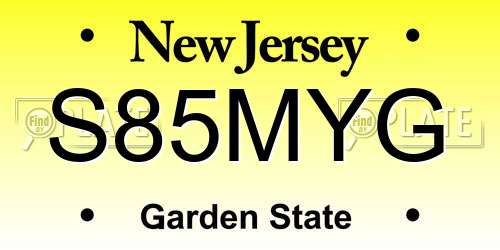 S85MYG New Jersey License Plate