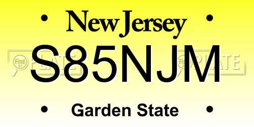 S85NJM New Jersey License Plate