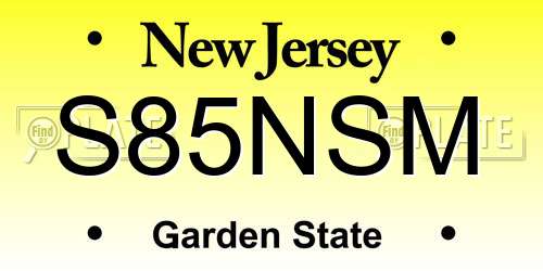 S85NSM New Jersey License Plate