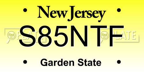 S85NTF New Jersey License Plate