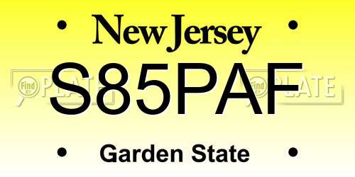 S85PAF New Jersey License Plate
