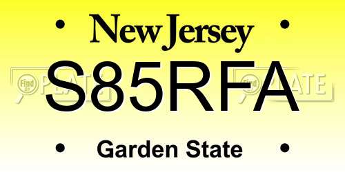 S85RFA New Jersey License Plate