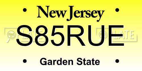 S85RUE New Jersey License Plate