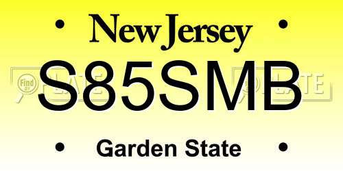 S85SMB New Jersey License Plate