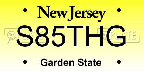 S85THG New Jersey License Plate