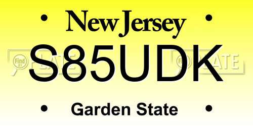 S85UDK New Jersey License Plate