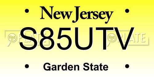 S85UTV New Jersey License Plate