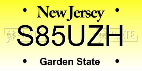 S85UZH New Jersey License Plate