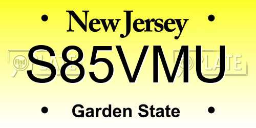 S85VMU New Jersey License Plate