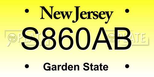S860AB New Jersey License Plate