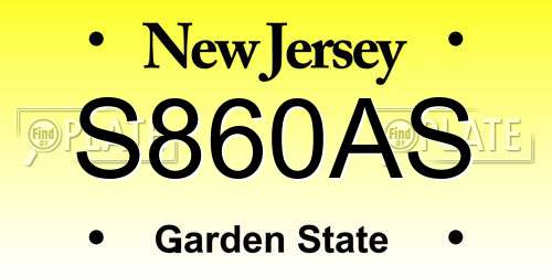 S860AS New Jersey License Plate