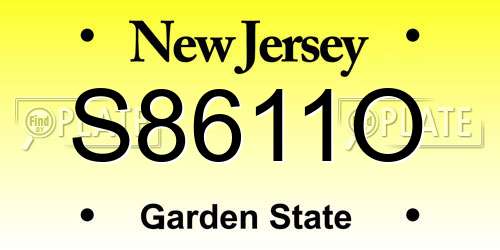 S8611O New Jersey License Plate