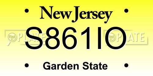 S861IO New Jersey License Plate