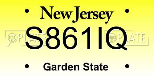 S861IQ New Jersey License Plate