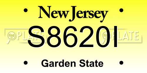 S8620I New Jersey License Plate