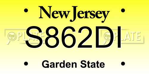 S862DI New Jersey License Plate