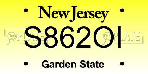 S862OI New Jersey License Plate