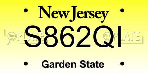 S862QI New Jersey License Plate