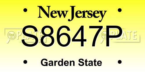 S8647P New Jersey License Plate