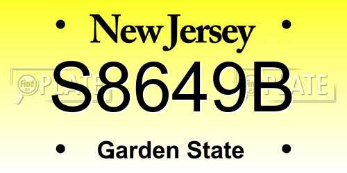 S8649B New Jersey License Plate